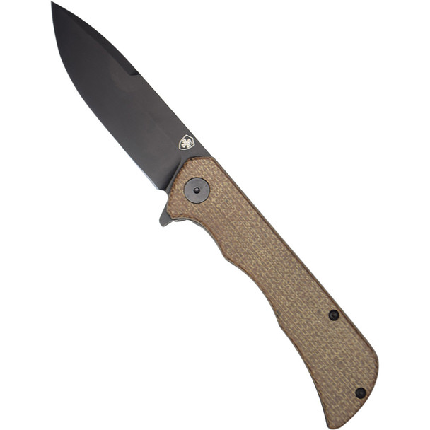 Paladin Linerlock Folder Brown Micarta Black Drop D2 PF-MBN-32-1