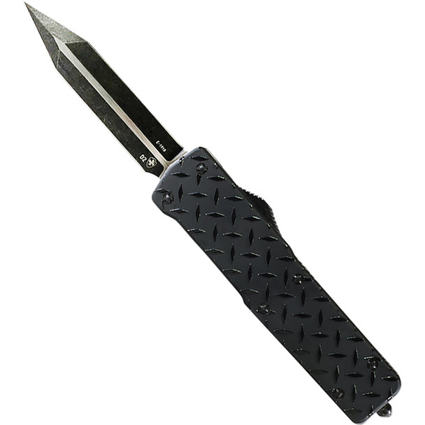 Small Premium Aluminum Lightweight Diamond Plate Dagger Black D2 SA-DPG-12-1