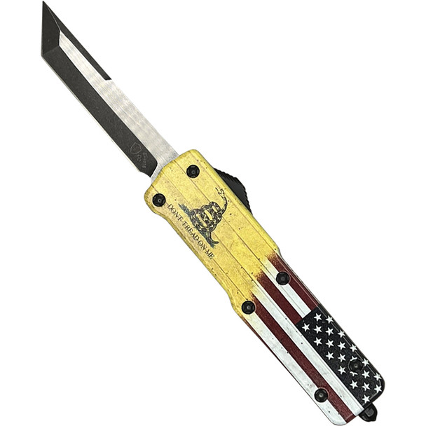 Small Premium Aluminum Lightweight Don't Tread on Me Tanto Black D2 SA-DTOM-22-1