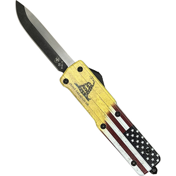 Small Premium Aluminum Lightweight Don't Tread on Me Drop Black D2 SA-DTOM-32-1