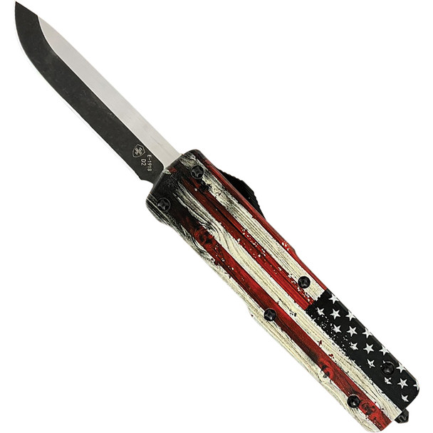 Large Premium Aluminum Lightweight Wood US Flag Drop Black D2 LA-WUS-32-1