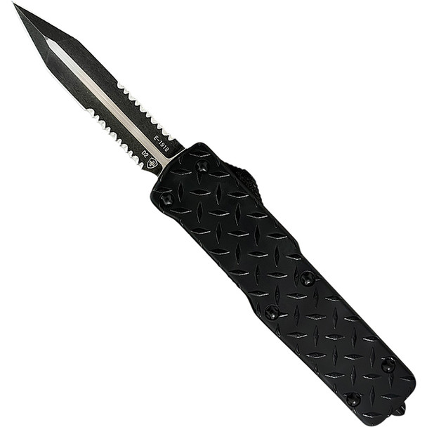 Small Premium Alloy Weighted Diamond Plate Dagger Serrated Black D2 SZ-DPG-42-1
