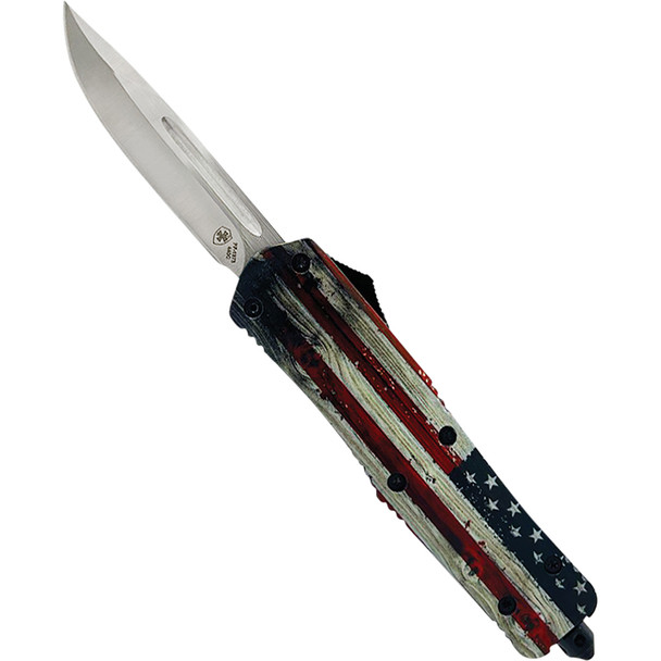 GenII Large Premium Alloy Wood US Flag Drop 440C Silver L-WUS-33-2