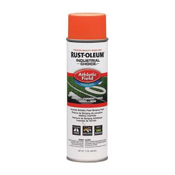 Athletic Field Striping Paint, 17 oz., Fluorescent Orange, Water -Based