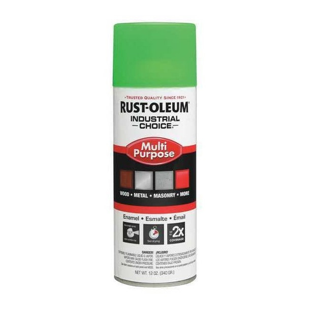 Rust-Oleum Spray Paint, Fluorescent Green, Gloss, Solvent, 12 oz 1632830
