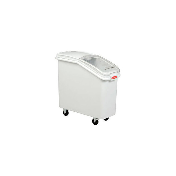 Rubbermaid 3600-88 2.8 Cu. Ft Plastic Bin Truck with Clear Lid & Scoop