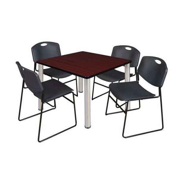 Kee Square Table & Chair Set, Wood, Metal, Polypropylene Top