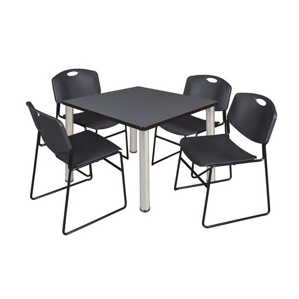 Kee Square Table & Chair Set, Wood, Metal, Polypropylene Top