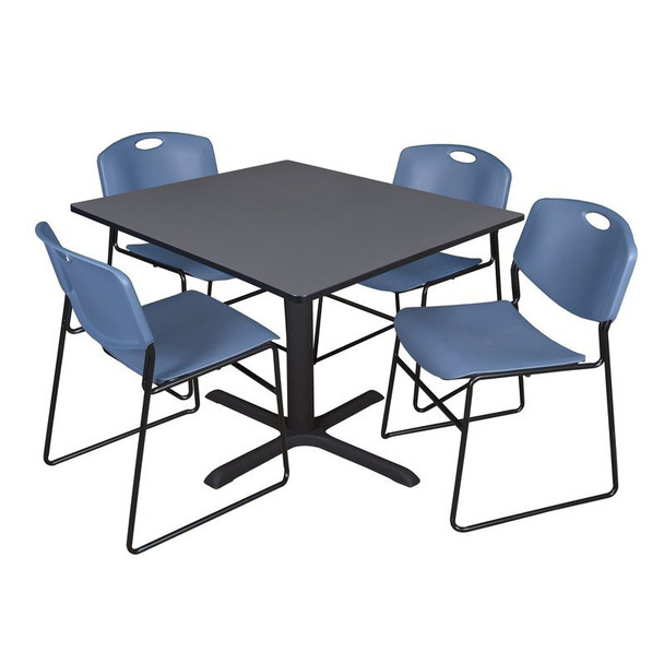 Cain Cain Square Table & Chair Set, Wood, Metal, Polypropylene Top TB4848GY44BE