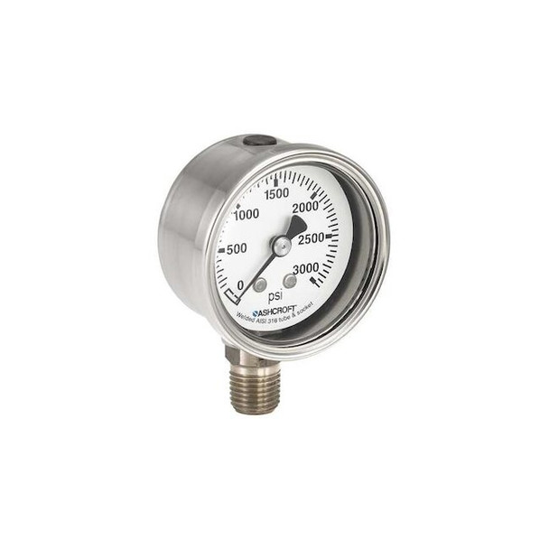 Pressure Gauge, 0 to 160 psi, 2 in Dial, 1/8 in NPT, Bottom Location