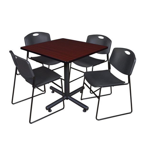 Kobe Kobe Square Table & Chair Set, Wood, Metal, Polypropylene Top TKB4242MH44BK
