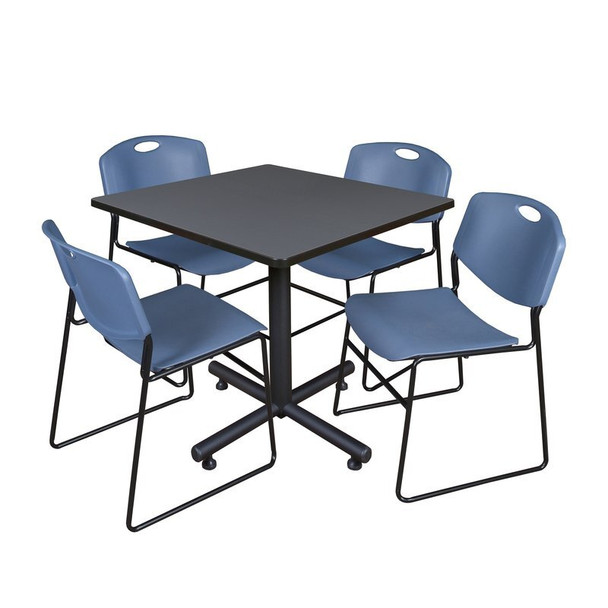 Kobe Kobe Square Table & Chair Set, Wood, Metal, Polypropylene Top TKB4242GY44BE