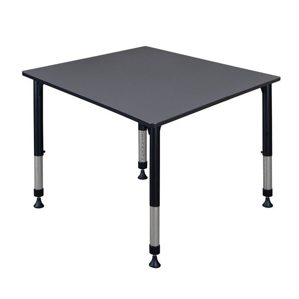 Square Square Classroom Tables, 48 W, 48 L, 23-34 H, Wood, Metal, Gray