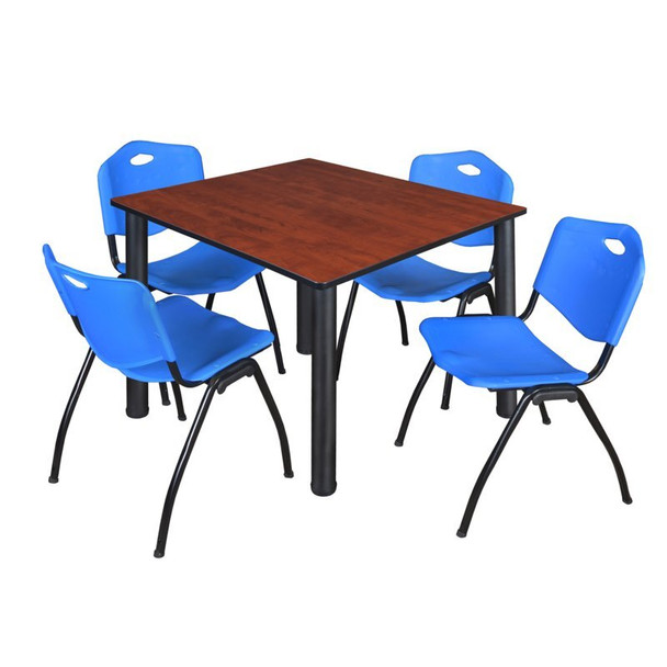 Kee Square Table & Chair Set, Wood, Metal, Plastic Top, Cherry