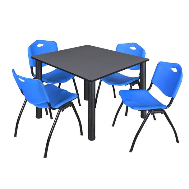 Kee Square Table & Chair Set, Wood, Metal, Plastic Top, Grey