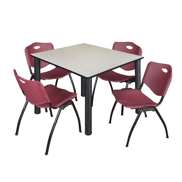 Kee Square Table & Chair Set, Wood, Metal, Plastic Top, Maple
