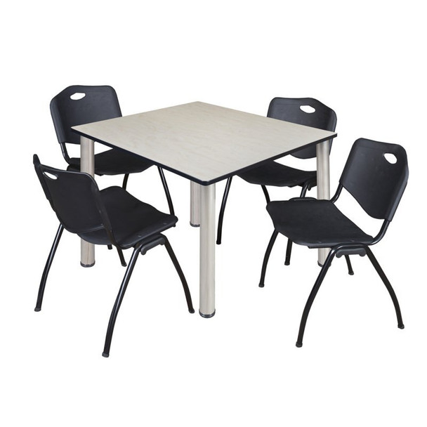 Kee Square Table & Chair Set, Wood, Metal, Plastic Top, Maple