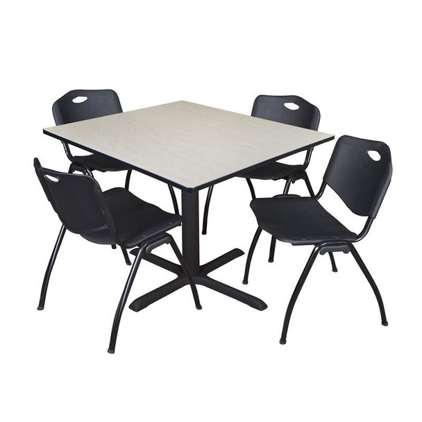 Cain Cain Square Table & Chair Set, Wood, Metal, Plastic Top, Maple TB4848PL47BK