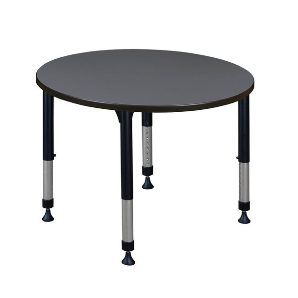 Kee Round Classroom Tables, 36 W, 36 L, 23-34 H, Wood, Metal, Grey TB36RNDGYAPBK