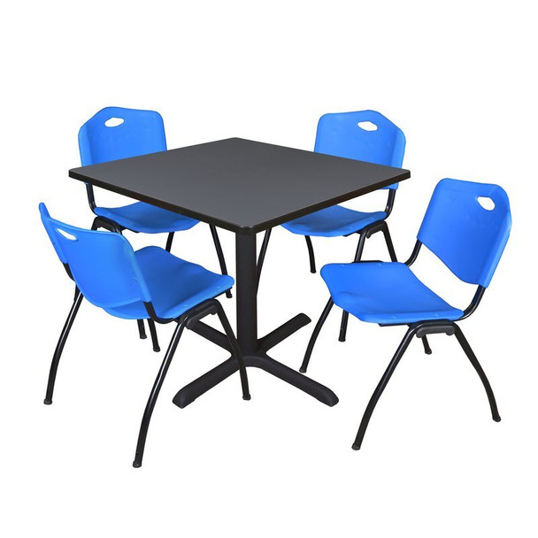 Cain Cain Square Table & Chair Set, Wood, Metal, Plastic Top, Grey TB4242GY47BE