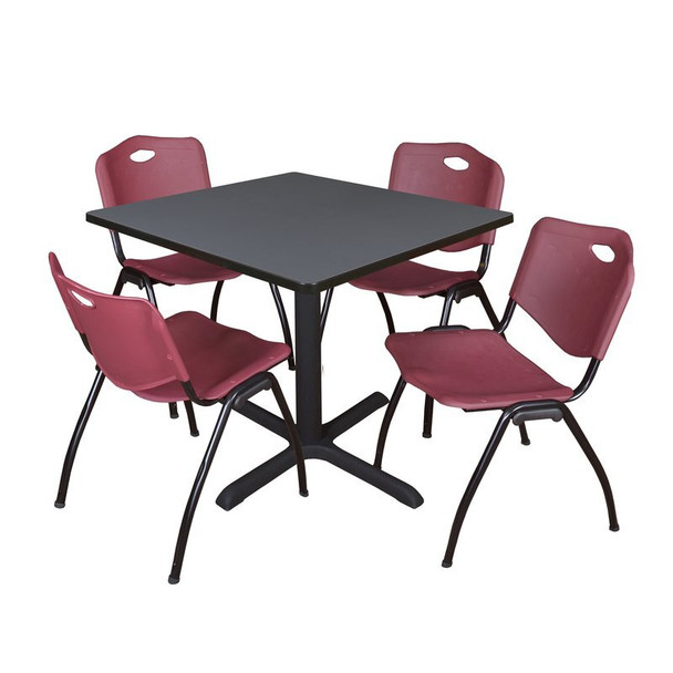Cain Cain Square Table & Chair Set, Wood, Metal, Plastic Top, Grey TB4242GY47BY