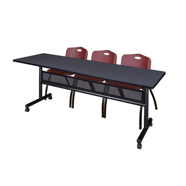 Kobe Rectangle FlipTop Table, 84" W, 29" H, Laminate Top, Gray MKFTM8424GY47BY