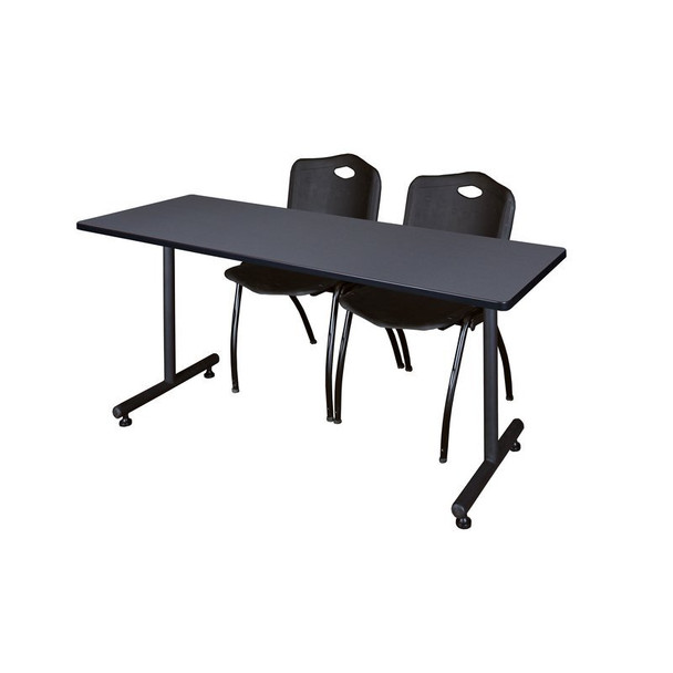 Kobe Rectangle Training Table, 60" W, 29" H, Laminate Top, Gray MKTRCT6030GY47BK