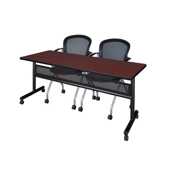 Rectangle FlipTop Table, 72" W, 29" H, Laminate Top, Mahogany