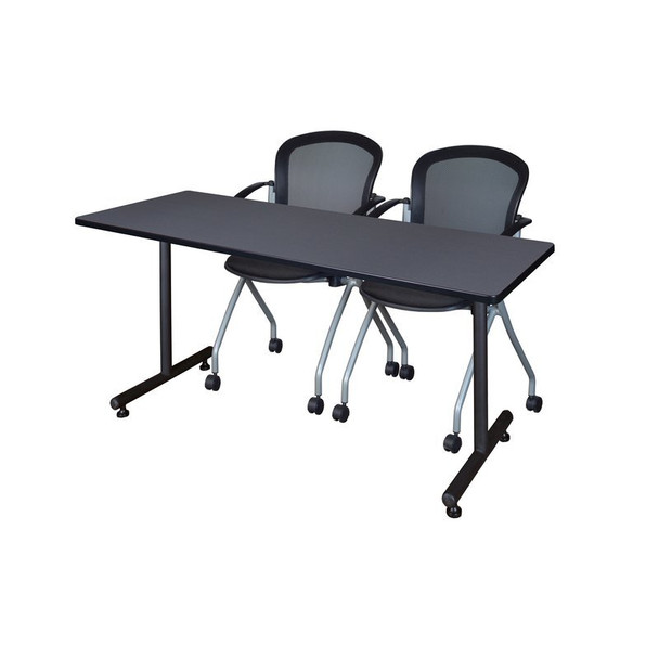 Kobe Rectangle Training Table, 60" W, 29" H, Laminate Top, Gray MKTRCT6030GY23BK