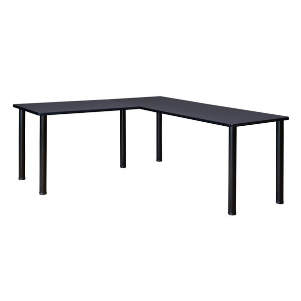 Kee L-Desk Shells, 66 D X 29 H, 66 W X Wood, Metal, Black, Grey
