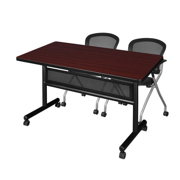 Rectangle FlipTop Table, 48" W, 29" H, Laminate Top, Mahogany