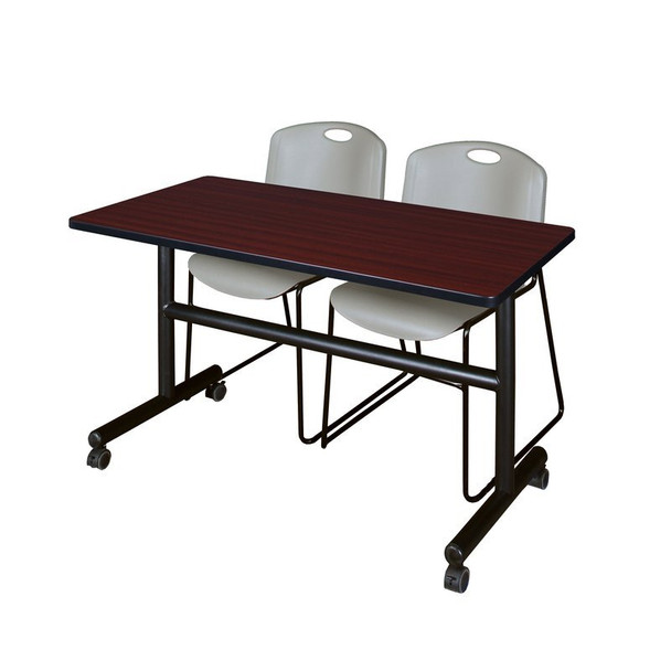 Rectangle FlipTop Table, 48" W, 29" H, Laminate Top, Mahogany