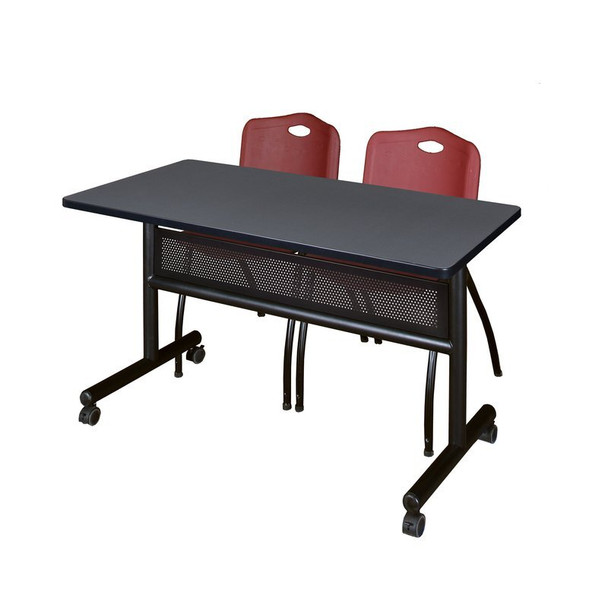 Kobe Rectangle FlipTop Table, 48" W, 29" H, Laminate Top, Gray MKFTM4824GY47BY
