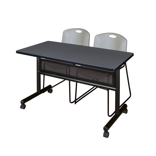 Kobe Rectangle FlipTop Table, 48" W, 29" H, Laminate Top, Gray MKFTM4824GY44GY