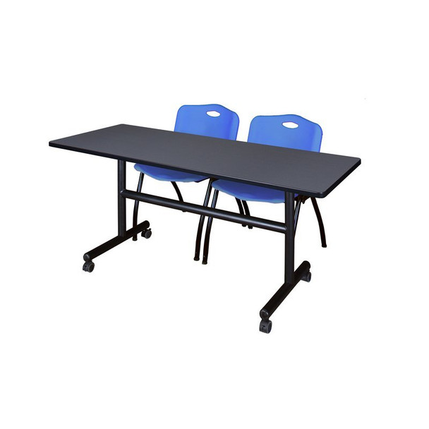 Kobe Rectangle FlipTop Table, 60" W, 29" H, Laminate Top, Gray MKFT6030GY47BE