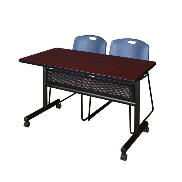 Rectangle FlipTop Table, 48" W, 29" H, Laminate Top, Mahogany