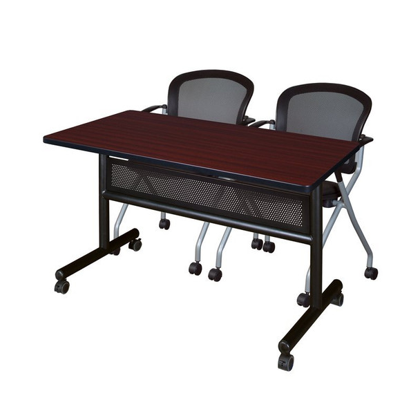 Rectangle FlipTop Table, 48" W, 29" H, Laminate Top, Mahogany