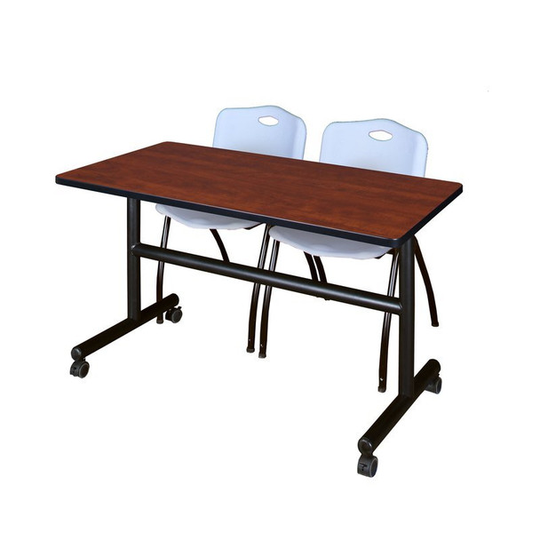 Kobe Rectangle FlipTop Table, 48" W, 29" H, Laminate Top, Cherry MKFT4830CH47GY