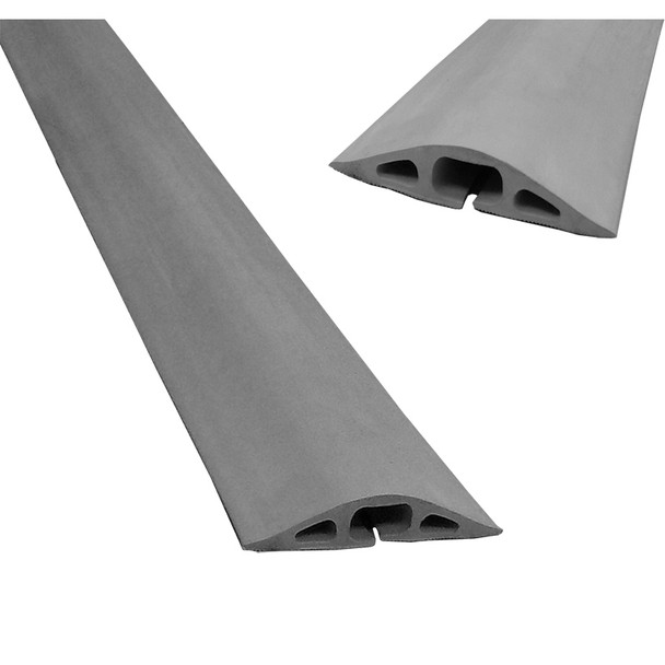 Cable Protector, 3/4 in H, 10 ft L, 3-1/4 in W, 3 Channel, Rubber, Gray