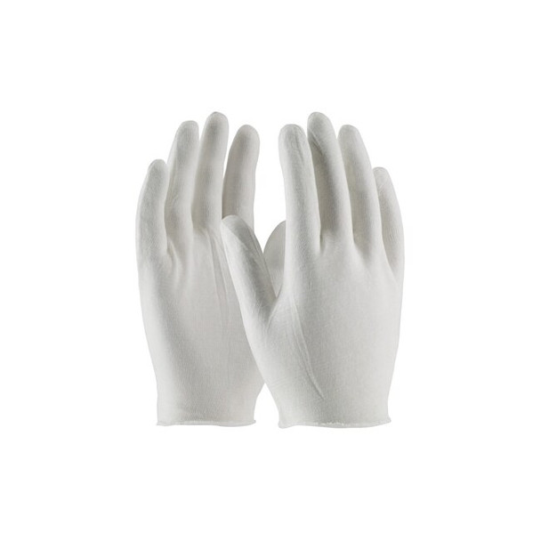 Knit Gloves, Cotton, 8-1/2" Length, Light, White, Size Men's ,12 PK Pack of 2