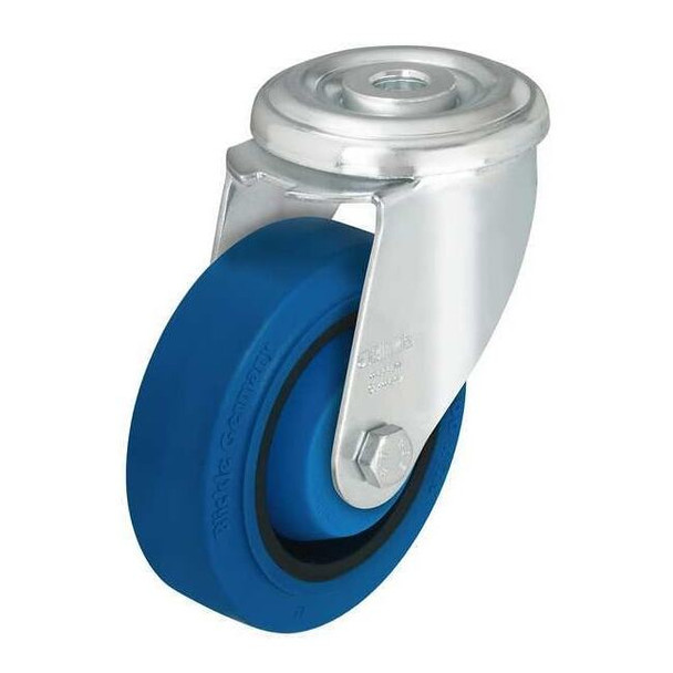 Kingpin Swivel Caster,Rubber,4 in,330 lb,Blu