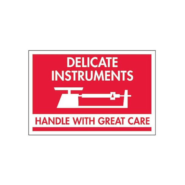 2" x 3" Adhesive Back Shipping Labels, Delicate Instr. Handle with Care, Pk500