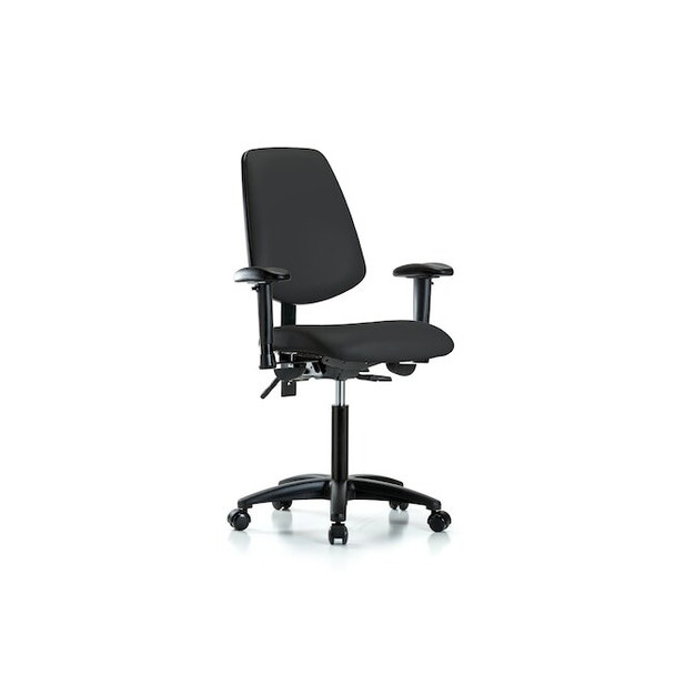 Medium Bench Chair Adjustable Arms, 22" to 29" Height, Vinyl, Black