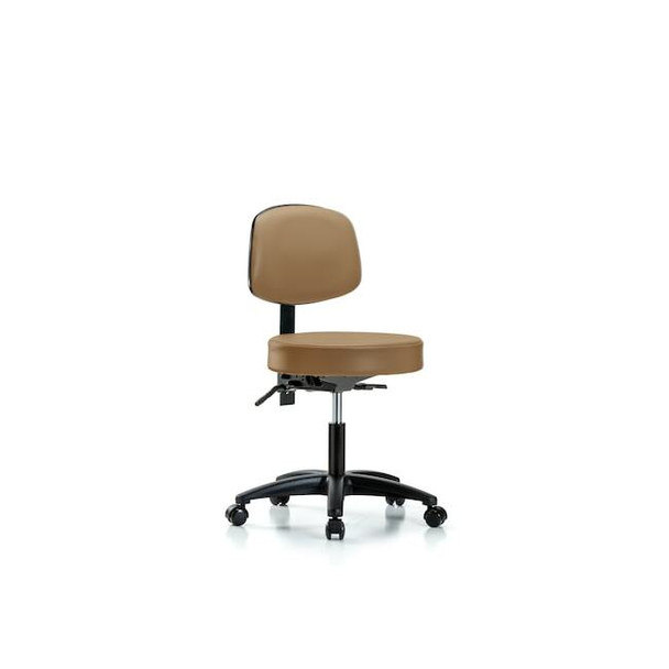 Desk Stool, Vinyl, Bk, Casters, Taupe