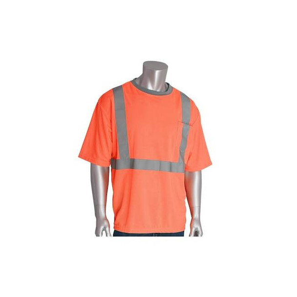 Crew Neck Wicking Polyester T-Shirt, R2, ANSI Type R, Mesh, Polyester, Orange, L