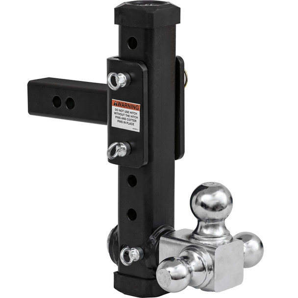 Adjustable Tri-Ball Hitch with Rotating Towing Balls for 2in Hitch Receivers