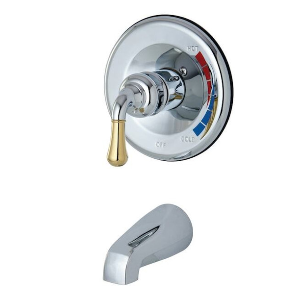Tub and Shower Faucet, Standard, 2, Wall Mount, Polished Chrome/Polished Brass