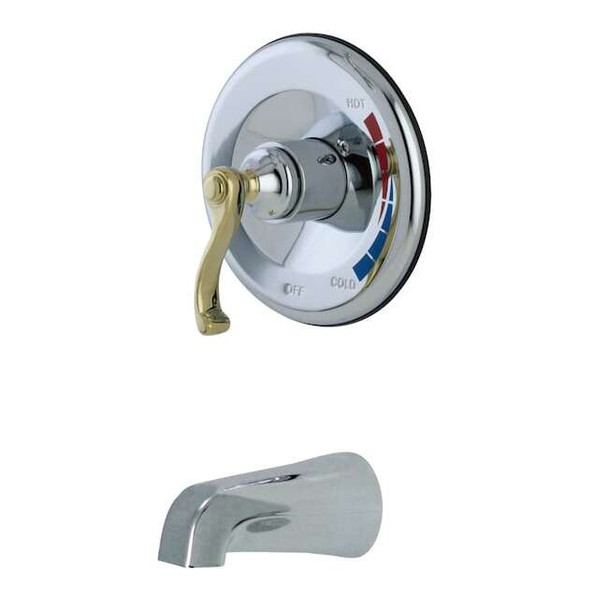 Tub and Shower Faucet, Standard, 2, Wall Mount, Polished Chrome/Polished Brass