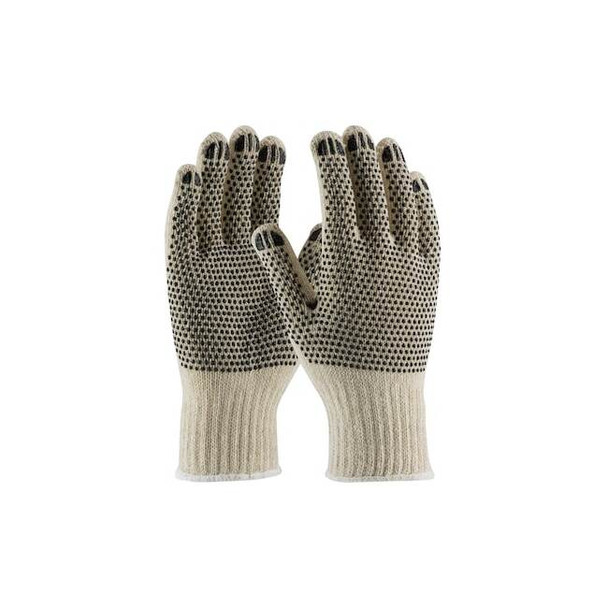 Knit Gloves, PVC, Dotted, Full, Not Rated Abrasion Level, White/Black, S 12 PK