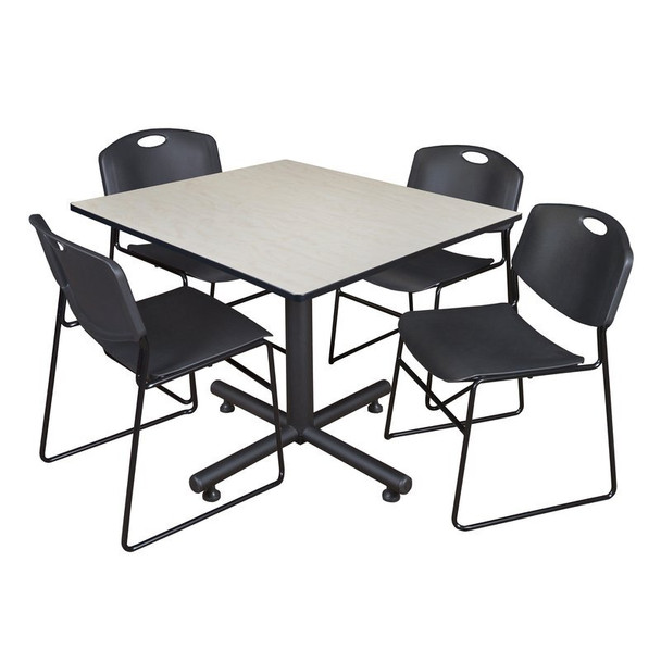Kobe Kobe Square Table & Chair Set, Wood, Metal, Polypropylene Top TKB4848PL44BK